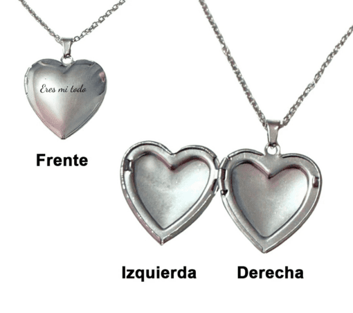 Relicario de corazón plateado personalizado - Imagen 3
