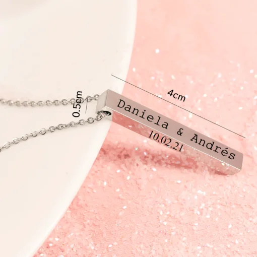 Collar barra plata personalizado - Imagen 3