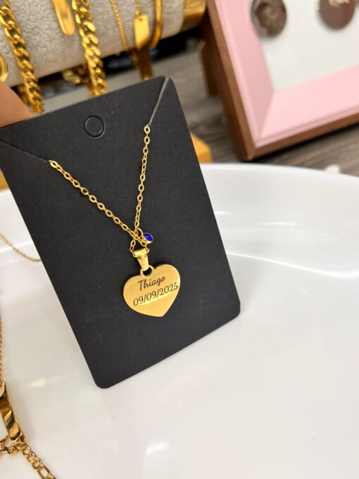 Collar corazón diamante con foto y texto - Imagen 4