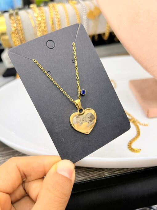 Collar corazón diamante con foto y texto - Imagen 3