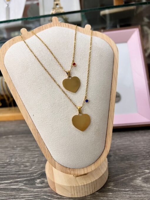 Collar corazón diamante con foto y texto - Imagen 2