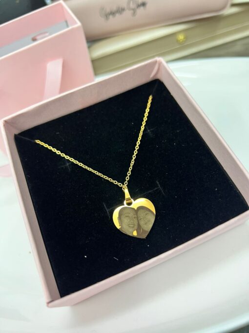 Collar corazón con fotograbado y  dedicatoria - Imagen 6